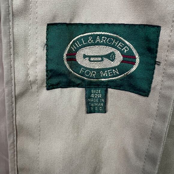 Hill and Archer for Men Vintage Size 42R Double Breasted Long Trench Coat Khaki - Picture 6 of 15